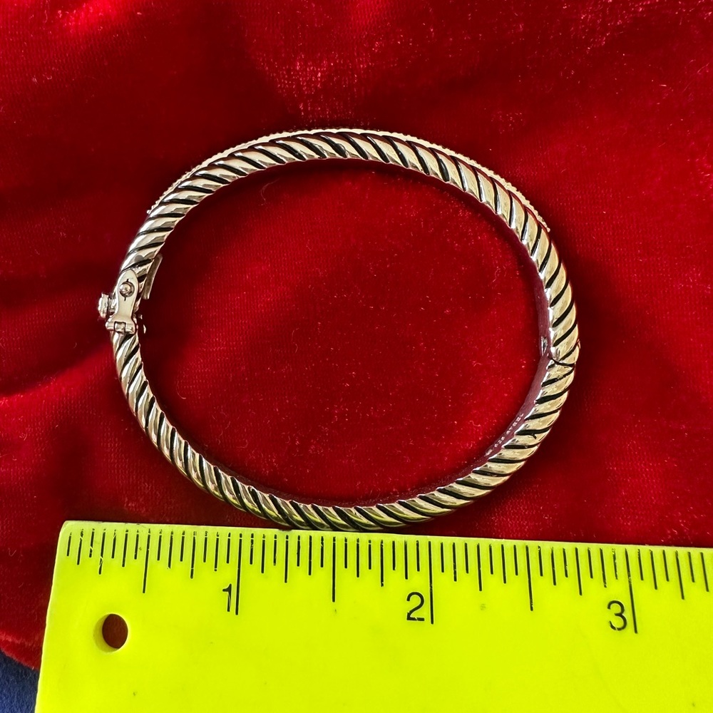 Sterling silver plated and diamond bangle bracelet - Picture 3 of 4